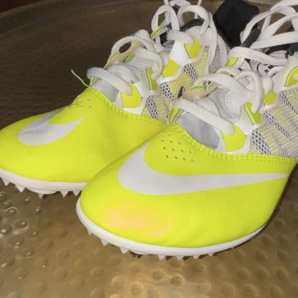Nike Rival S Track Running Spikes Yellow White Athletic Shoes size 10